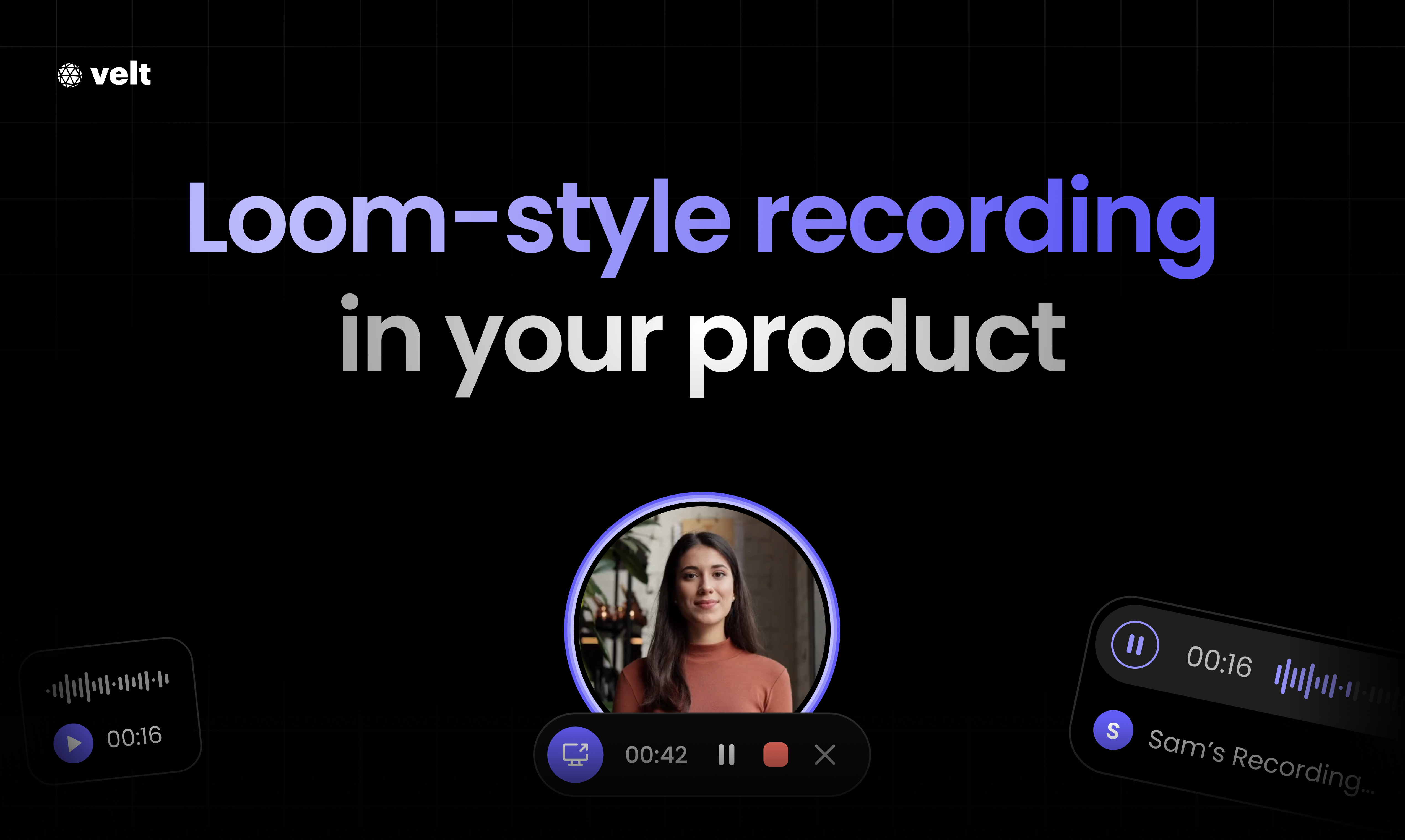 startuptile Embedded Recording SDK by Velt-Add AI powered Loom-style recording to your product!