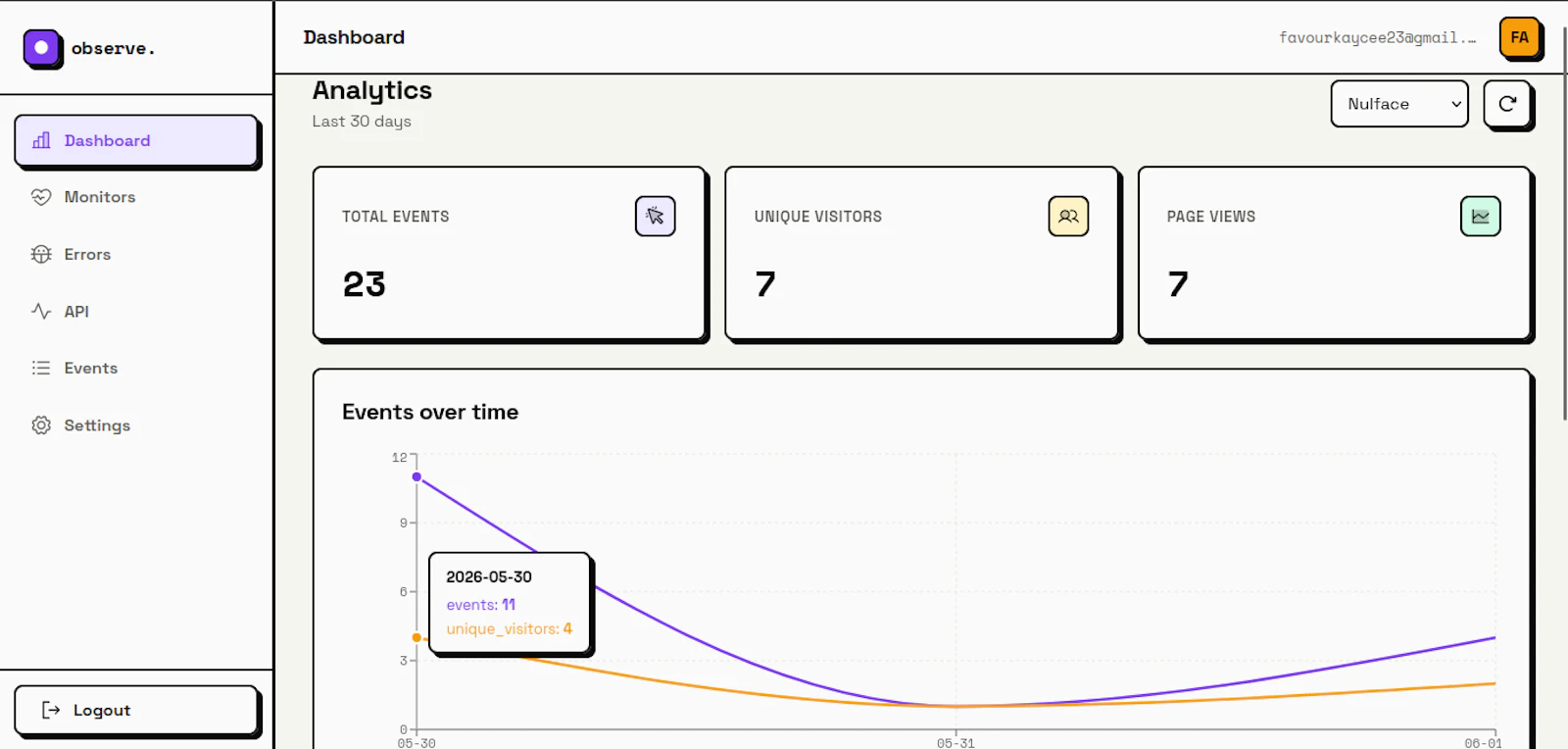 Observe. screenshot 1
