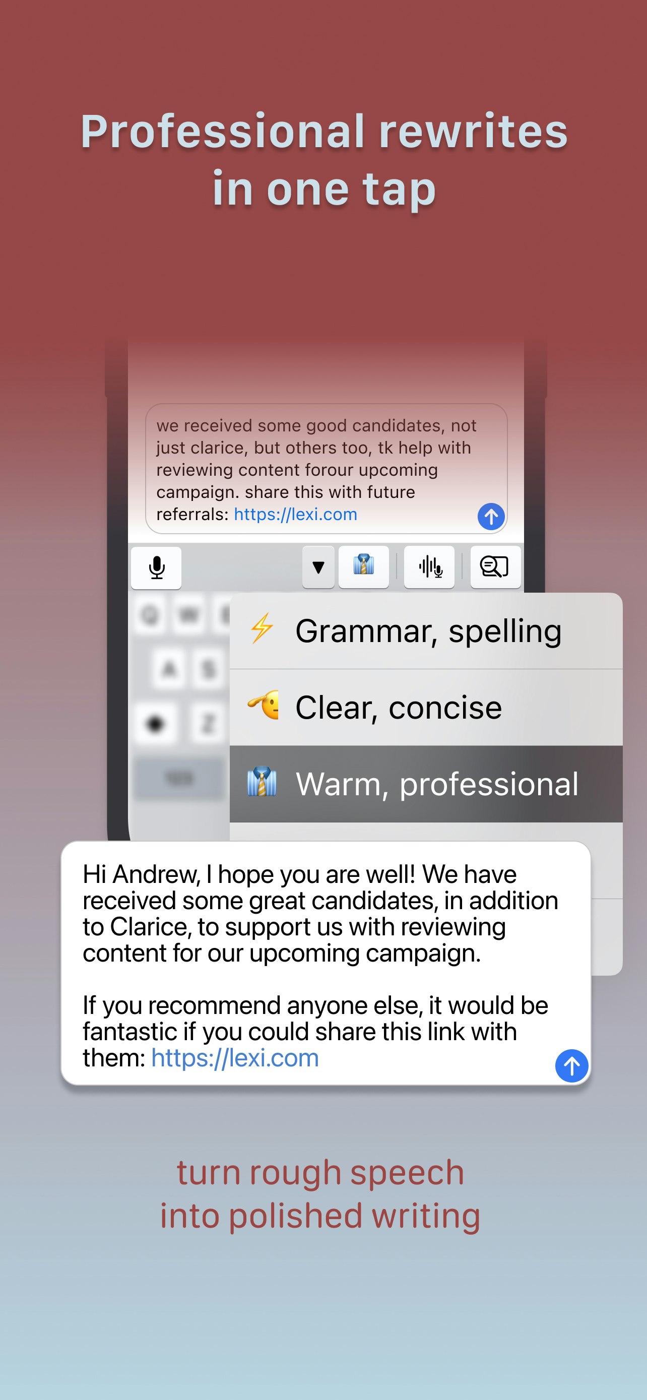 Lexi: Schreiben Sie gut, indem Sie sprechen - iOS AI Voice -Tastatur Medien 1