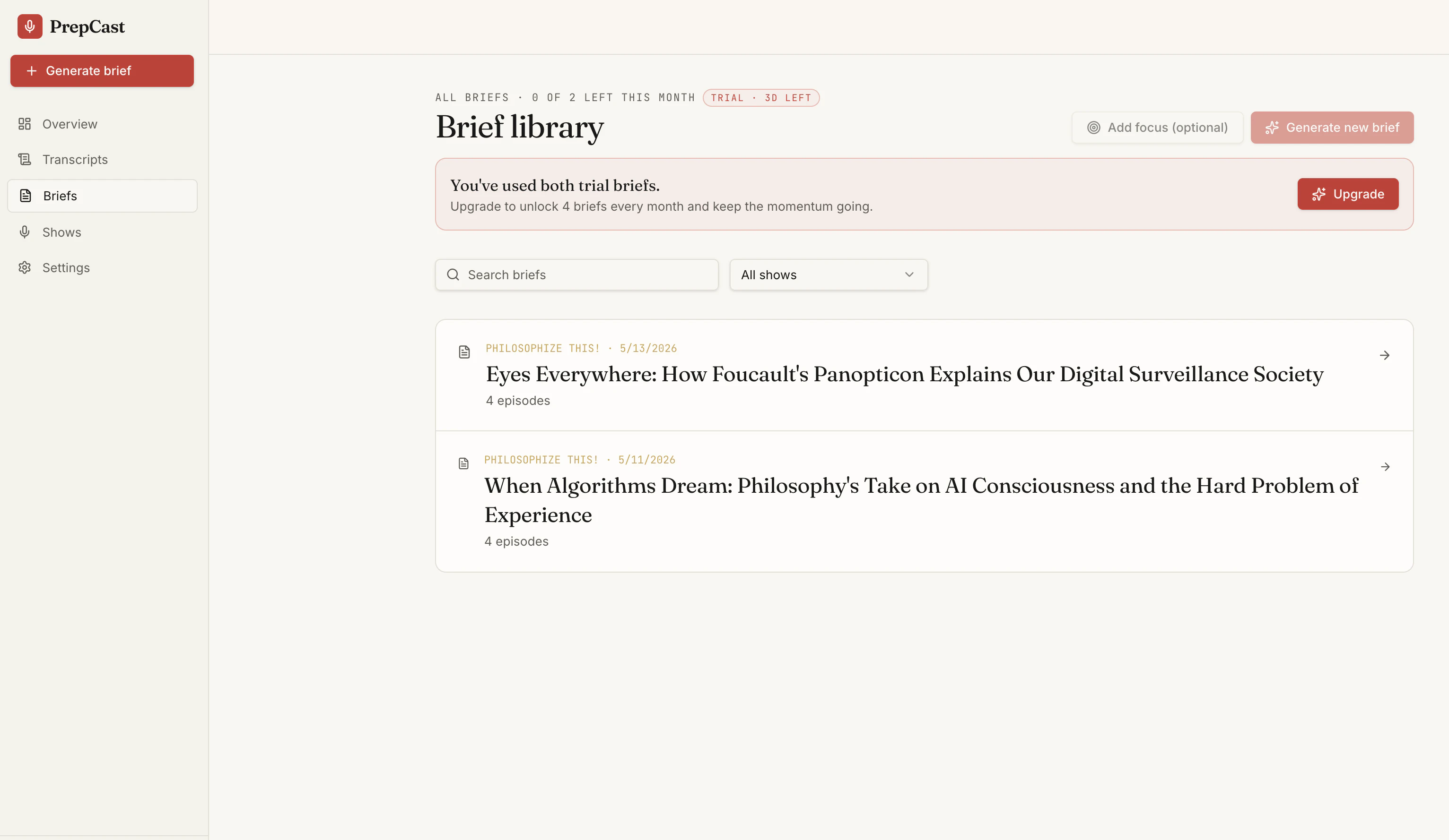 PrepCast screenshot 3