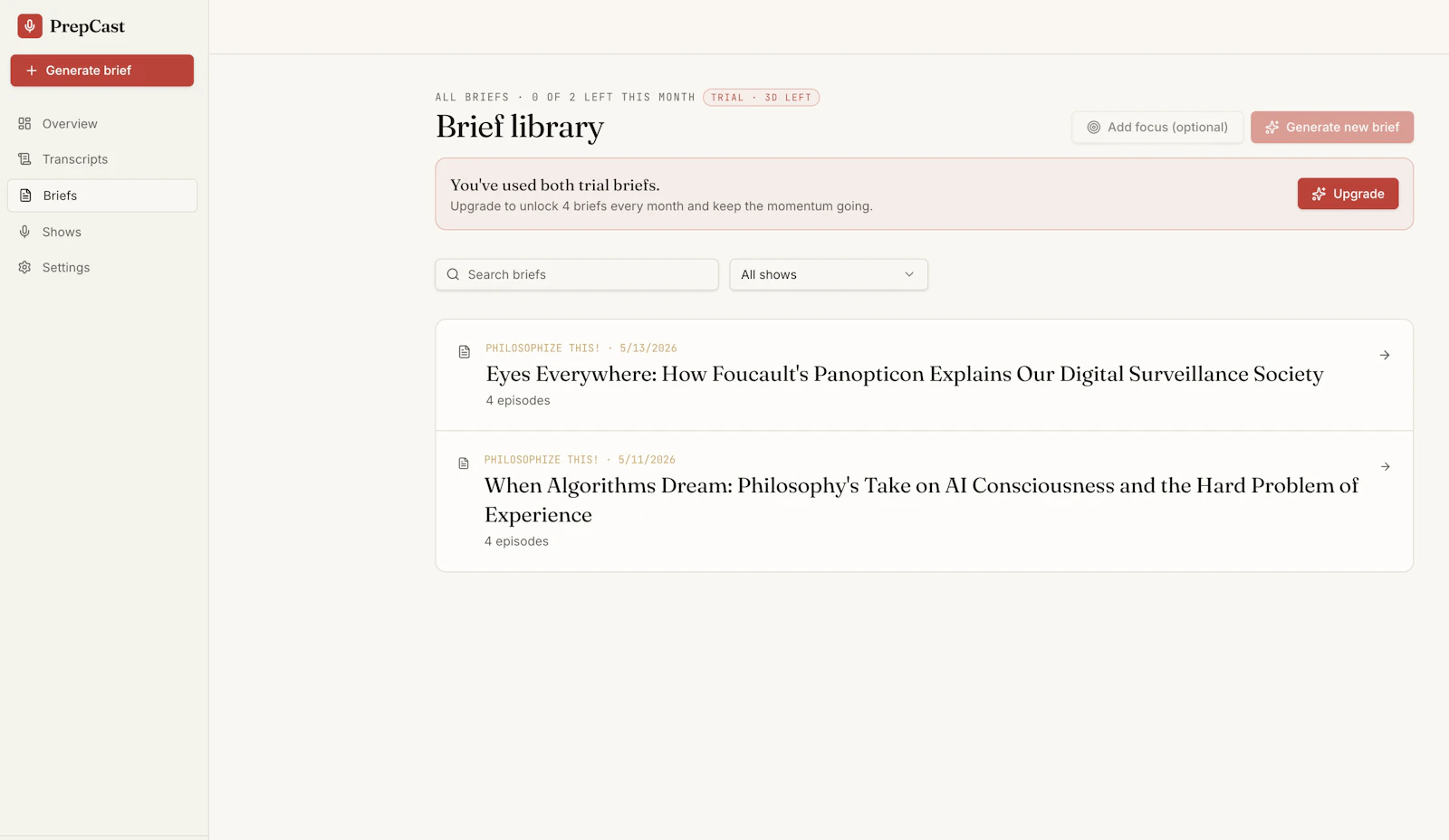 PrepCast screenshot 3