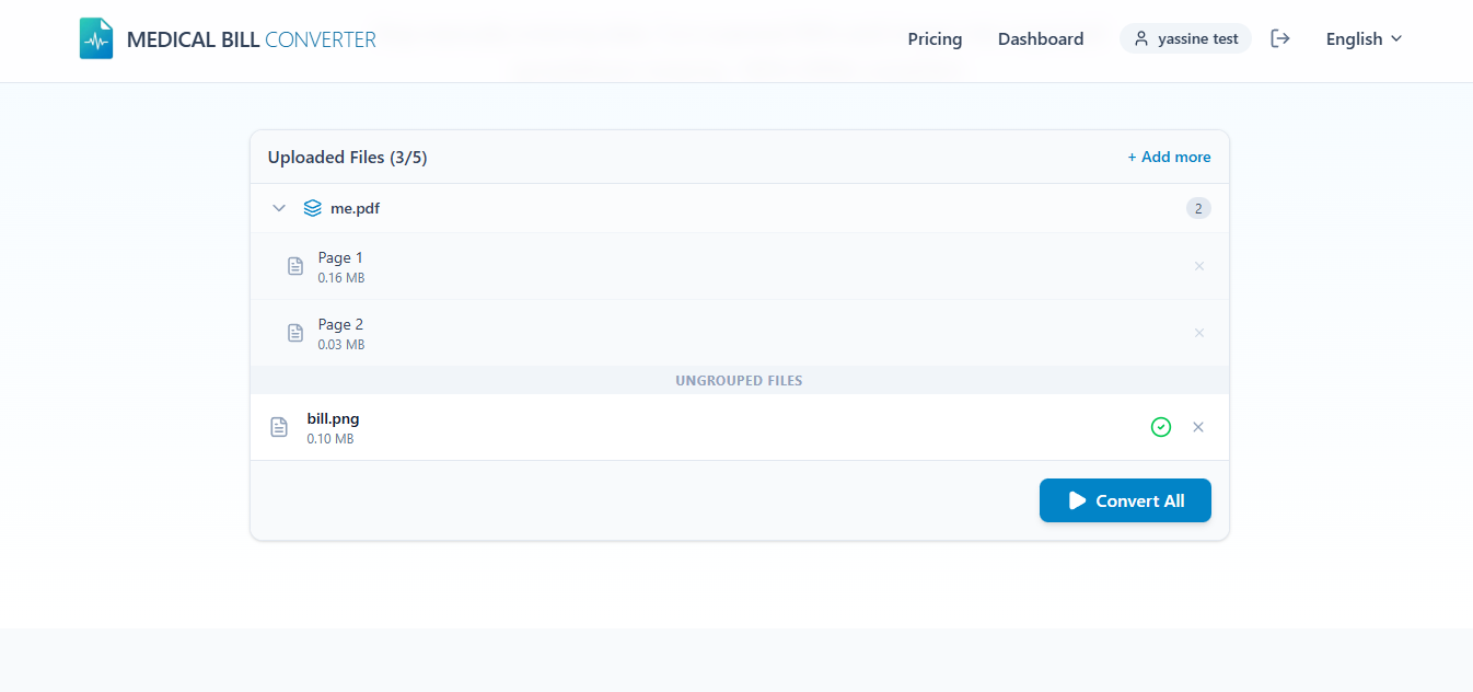 Securely Convert Medical Bills to Excel - Screenshot 3 showing product features and functionality