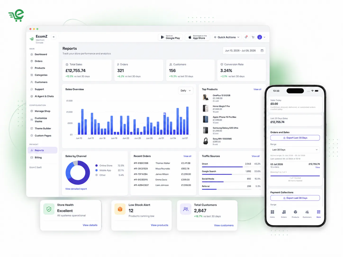 Ecomz AI Multi-Tenant SaaS Store Builder gallery image