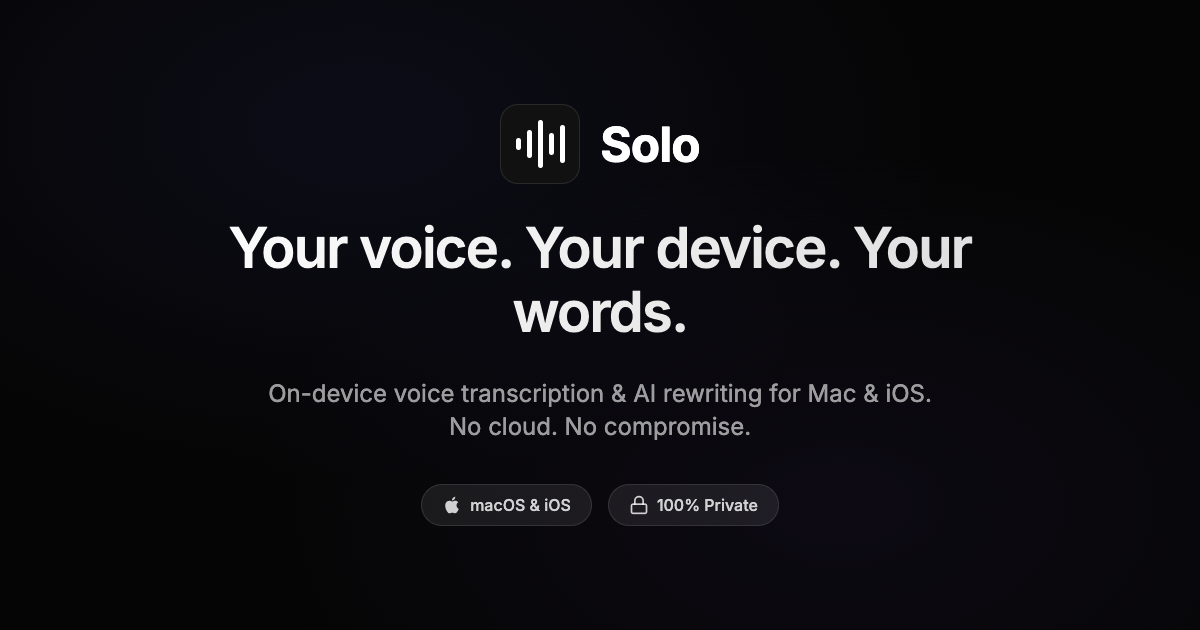 Solo Voice - Main product screenshot demonstrating key features and user interface