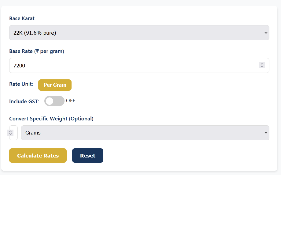 Gold Rate Converter Convert 24K/22K/18K - Main product screenshot demonstrating key features and user interface