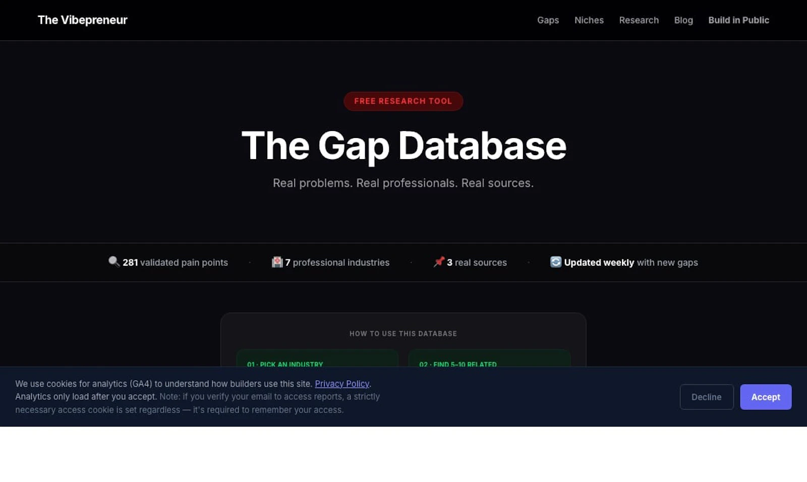 The Gap Database screenshot 2