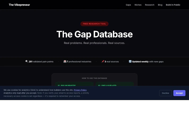 The Gap Database screenshot 2