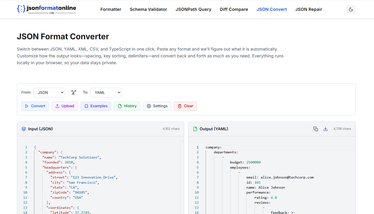JSON Format Online - Screenshot 2 showing product features and functionality