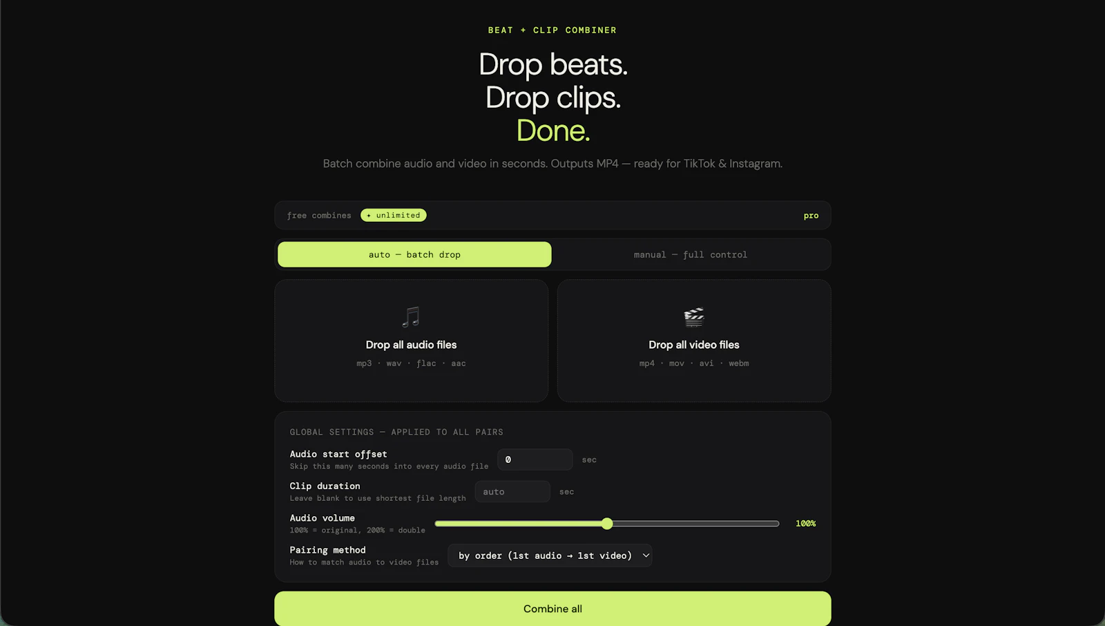 Bulk Audio + Clip Combiner screenshot 1