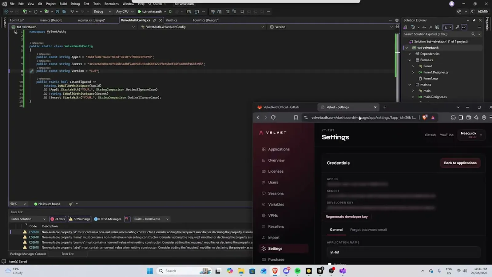 VelvetAuth — License keys & user auth screenshot 1 (video preview)