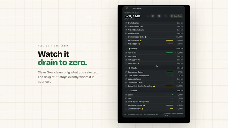 DevCleaner screenshot 1 (video preview)