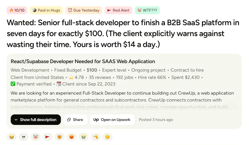 Upwork Shitshow screenshot 2