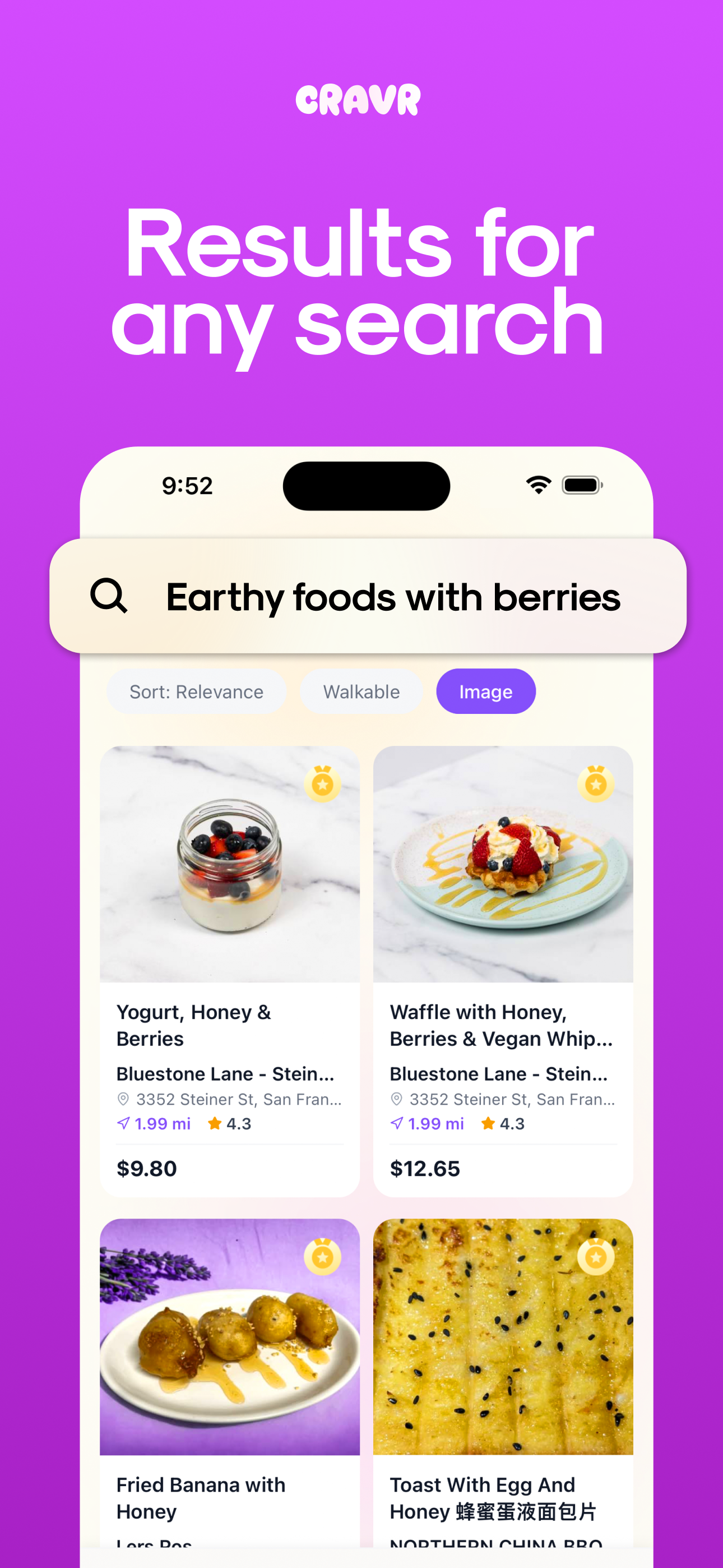 Cravr - Main screenshot showing features and interface