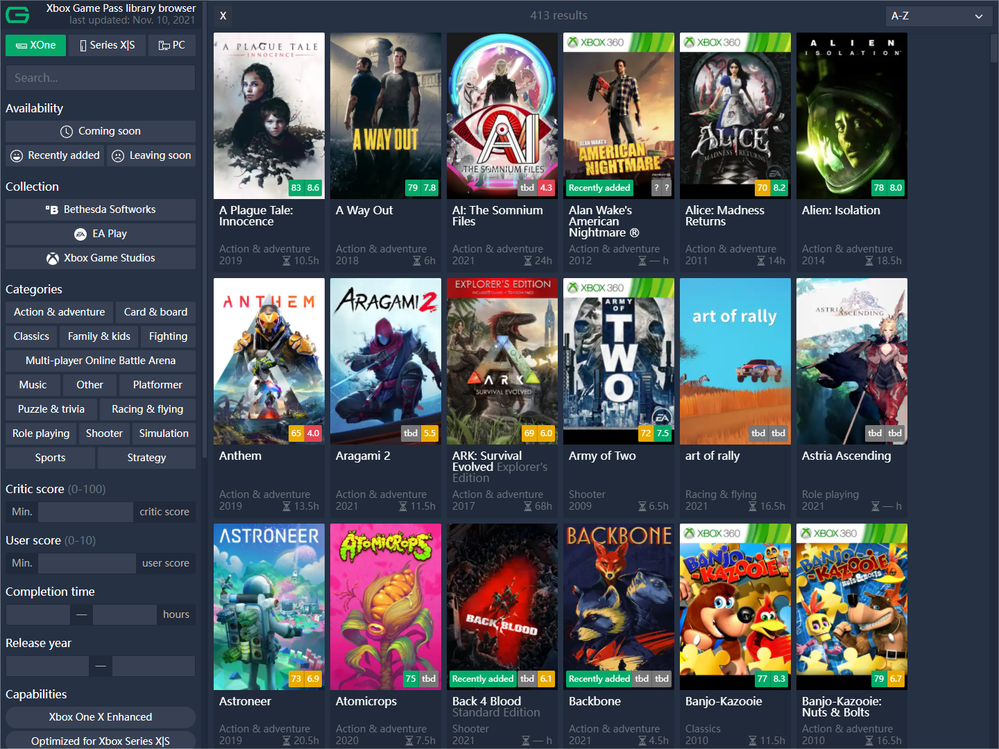 XBOX GAME PASS LIBRARY BROWSER gallery image