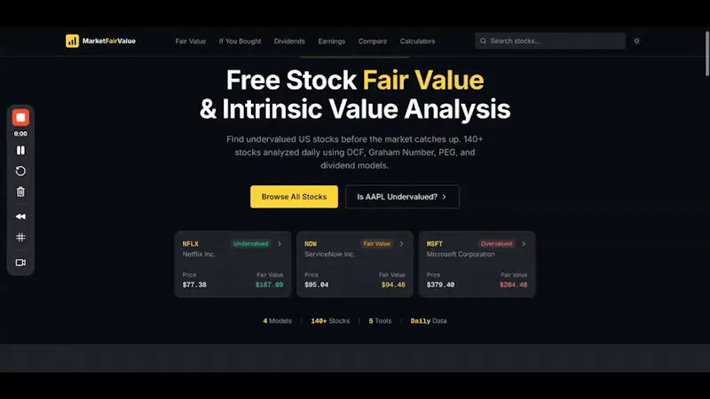 MarketFairValue screenshot 1 (video preview)