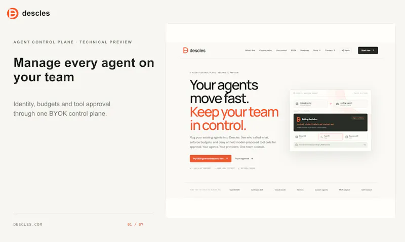 Descles agent control plane screenshot 2