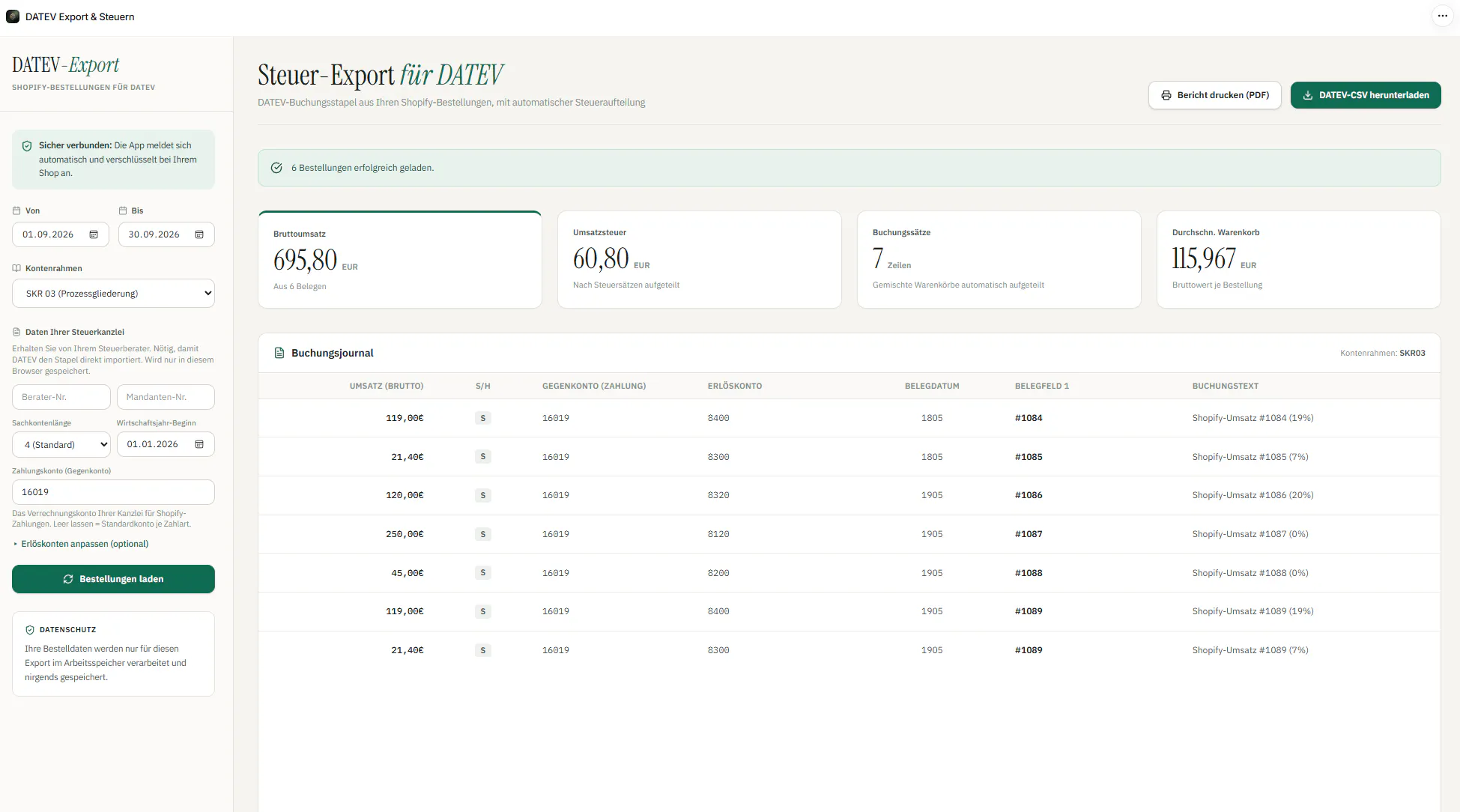 DATEV Export for Shopify  gallery image