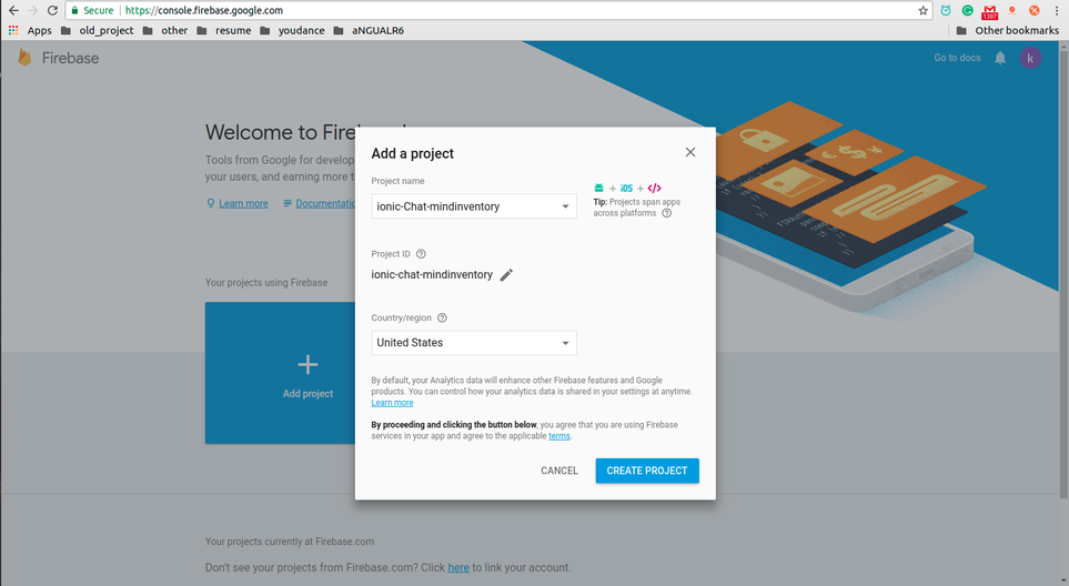 IONIC chat with firebase