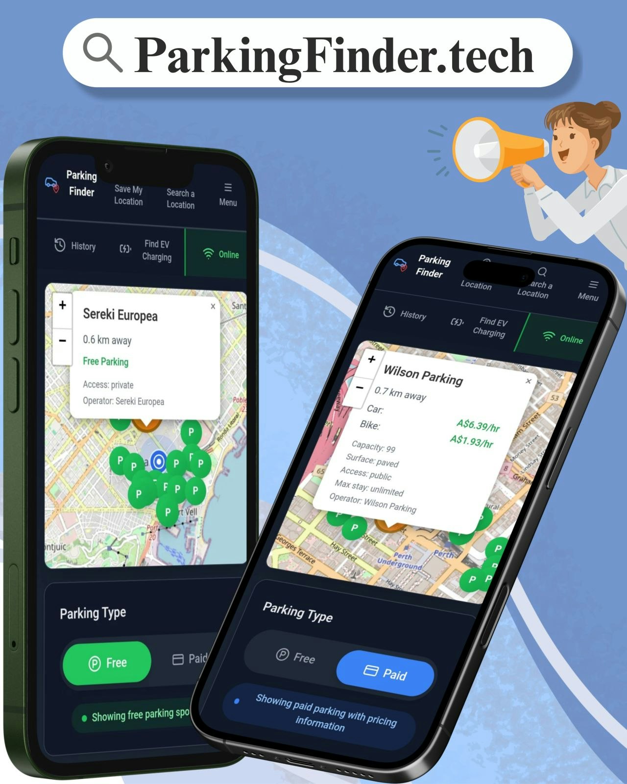ParkingFinder.tech - 查找停車場，電動汽車和加油站，全球快速輕鬆 media 2