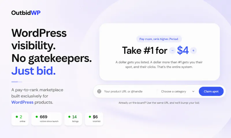 OutbidWP screenshot 2