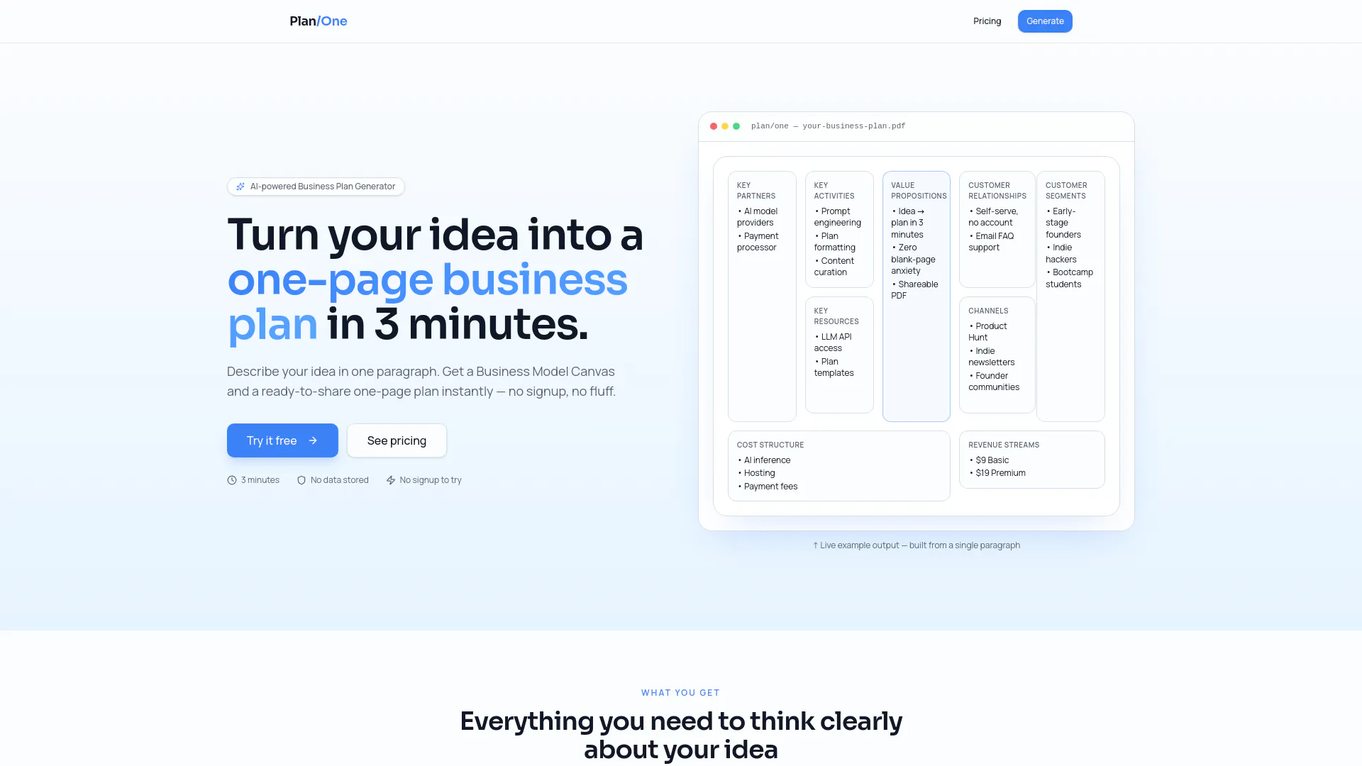 OnePagePlan gallery image