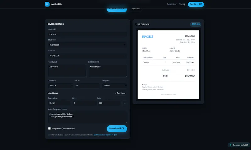 InvoiceLite screenshot 1