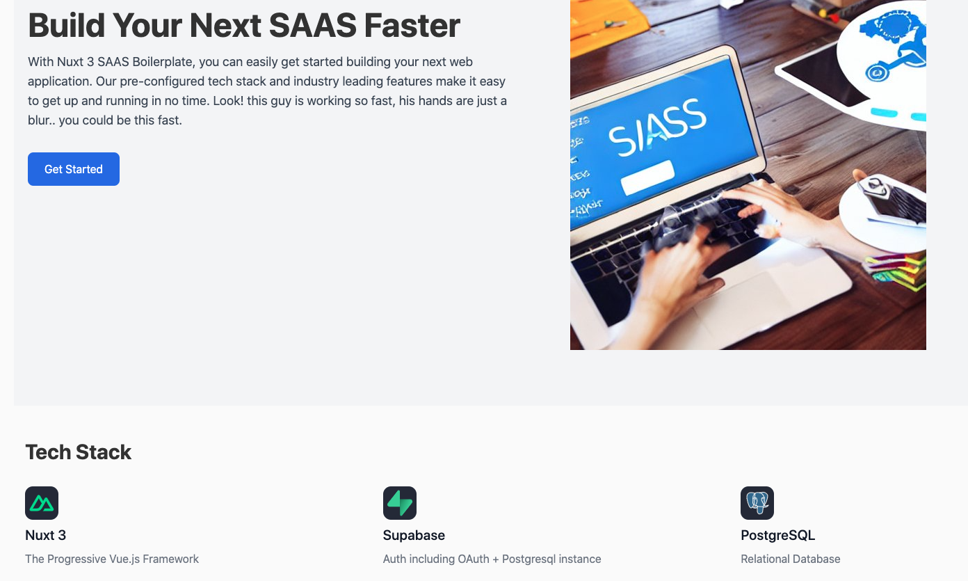 Nuxt 3 SaaS Boenerplate - Saas'ınızı en iyi sınıf yığını ile ücretsiz olarak başlatın medya 1