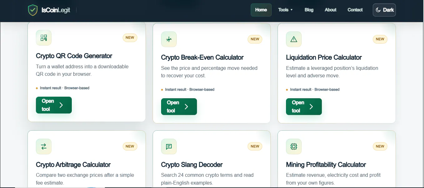 IsCoinLegit — Free Crypto Calculators... gallery image