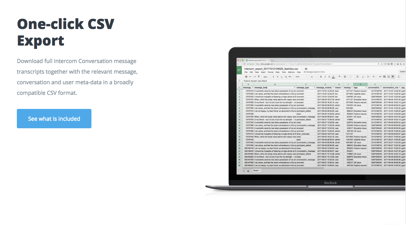 huntr export as csv