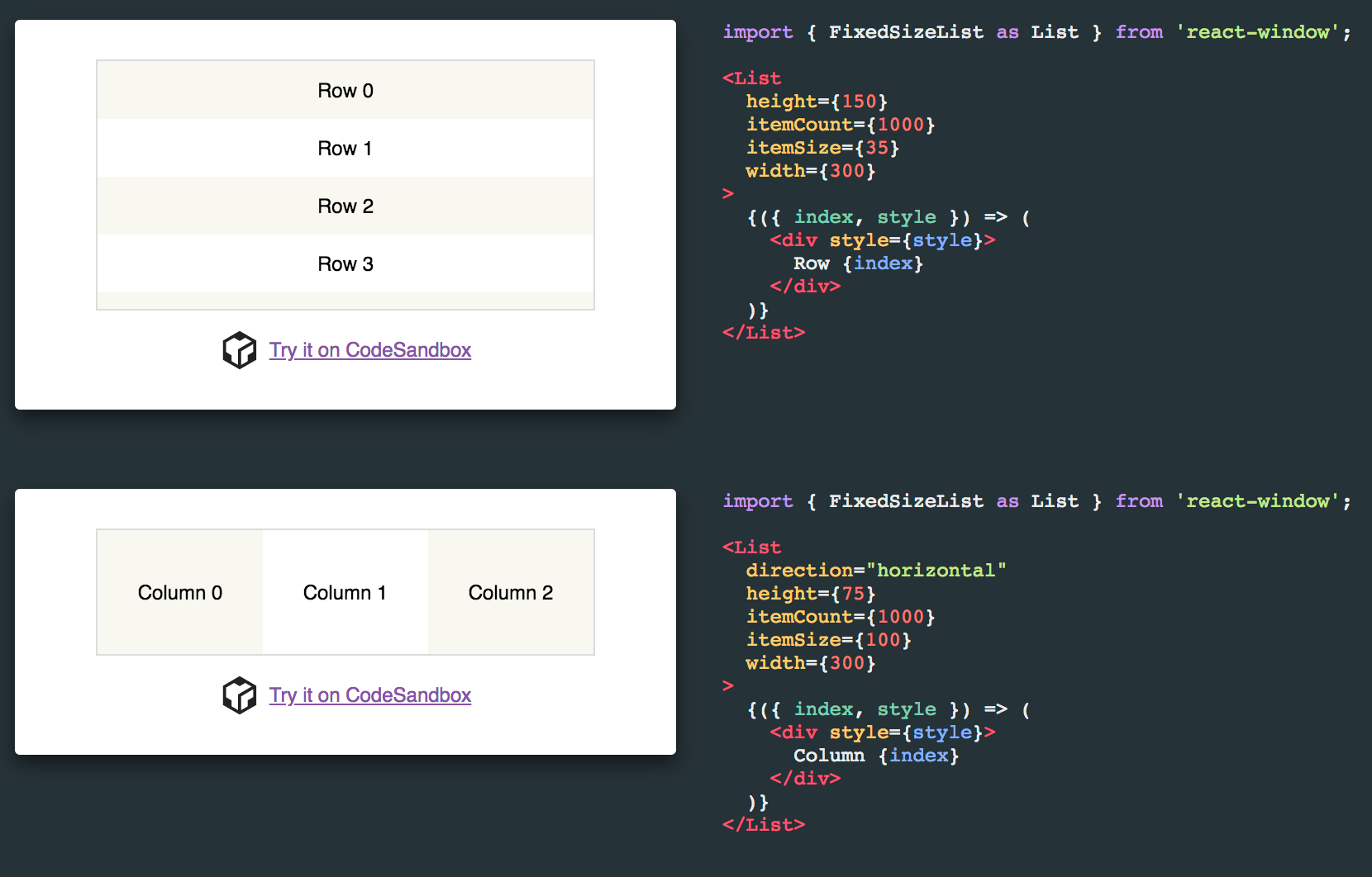 React Window gallery image
