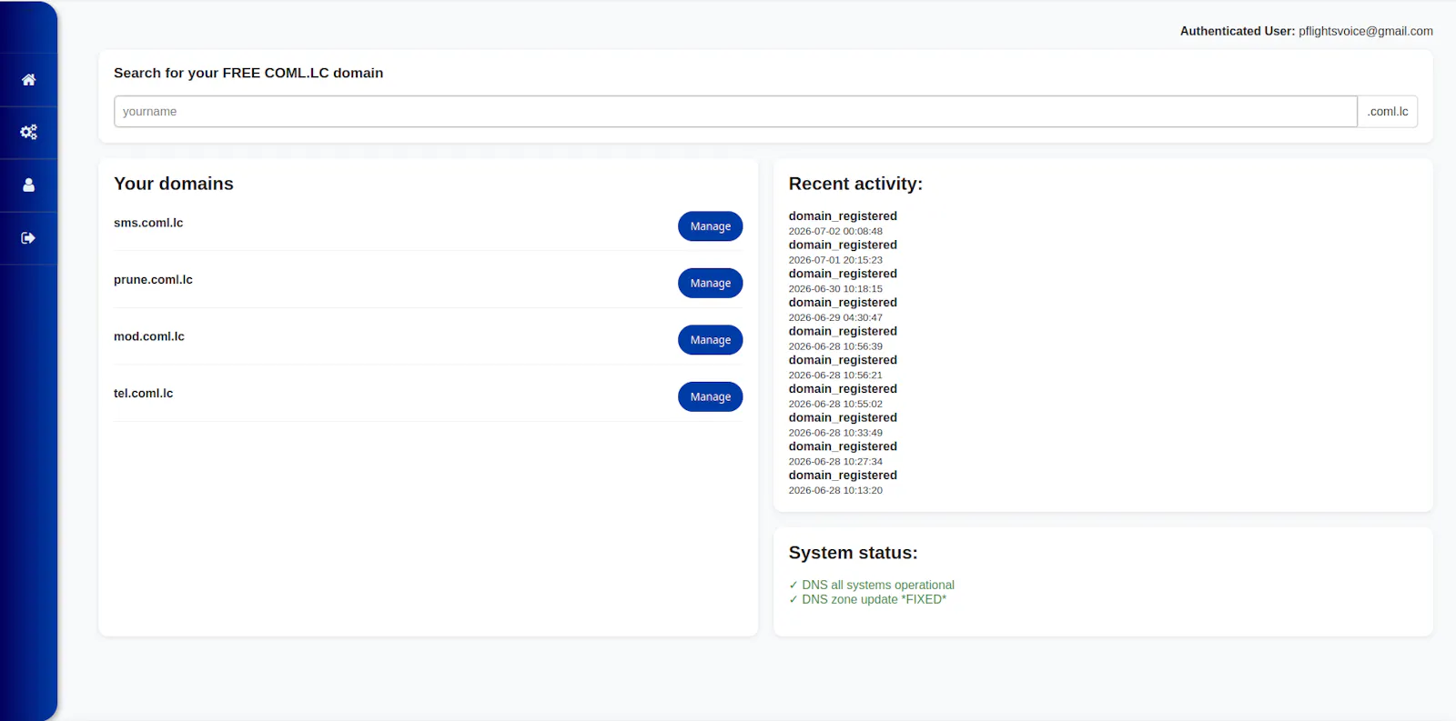 COML.LC - Free Personal Domains screenshot 2