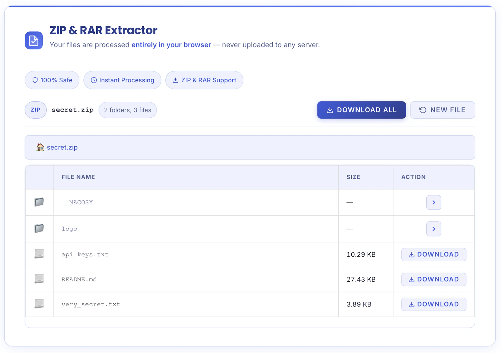 Client Side RAR & ZIP Opener screenshot 1