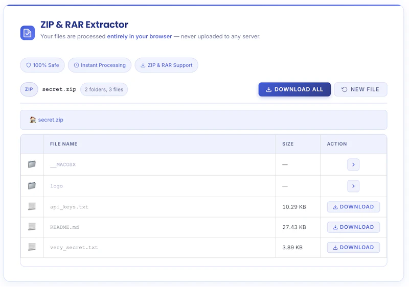 Client Side RAR & ZIP Opener screenshot 1