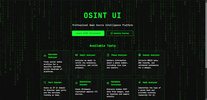 OSINT UI screenshot 1