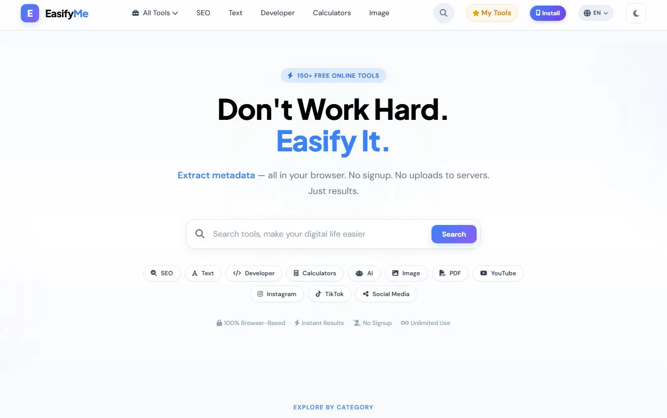 EasifyMe – Free All-in-One Online Tools のプロダクトバナー