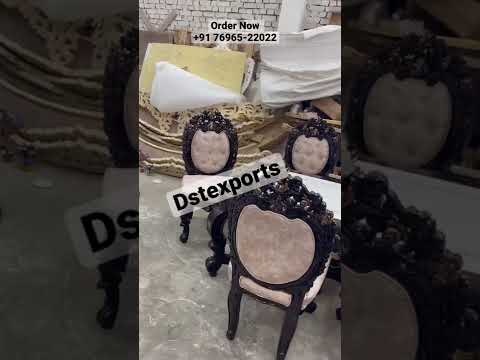Teak Wood Walnut Finish Dining Table Set gallery image