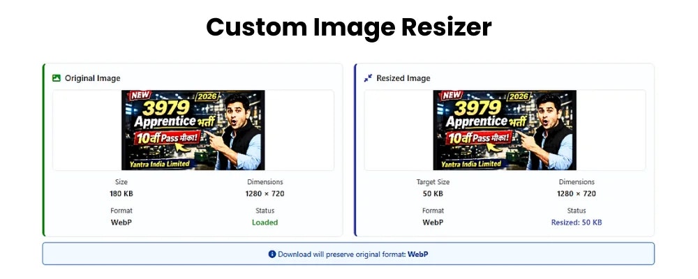 Custom Image Resizer - Main product screenshot demonstrating key features and user interface
