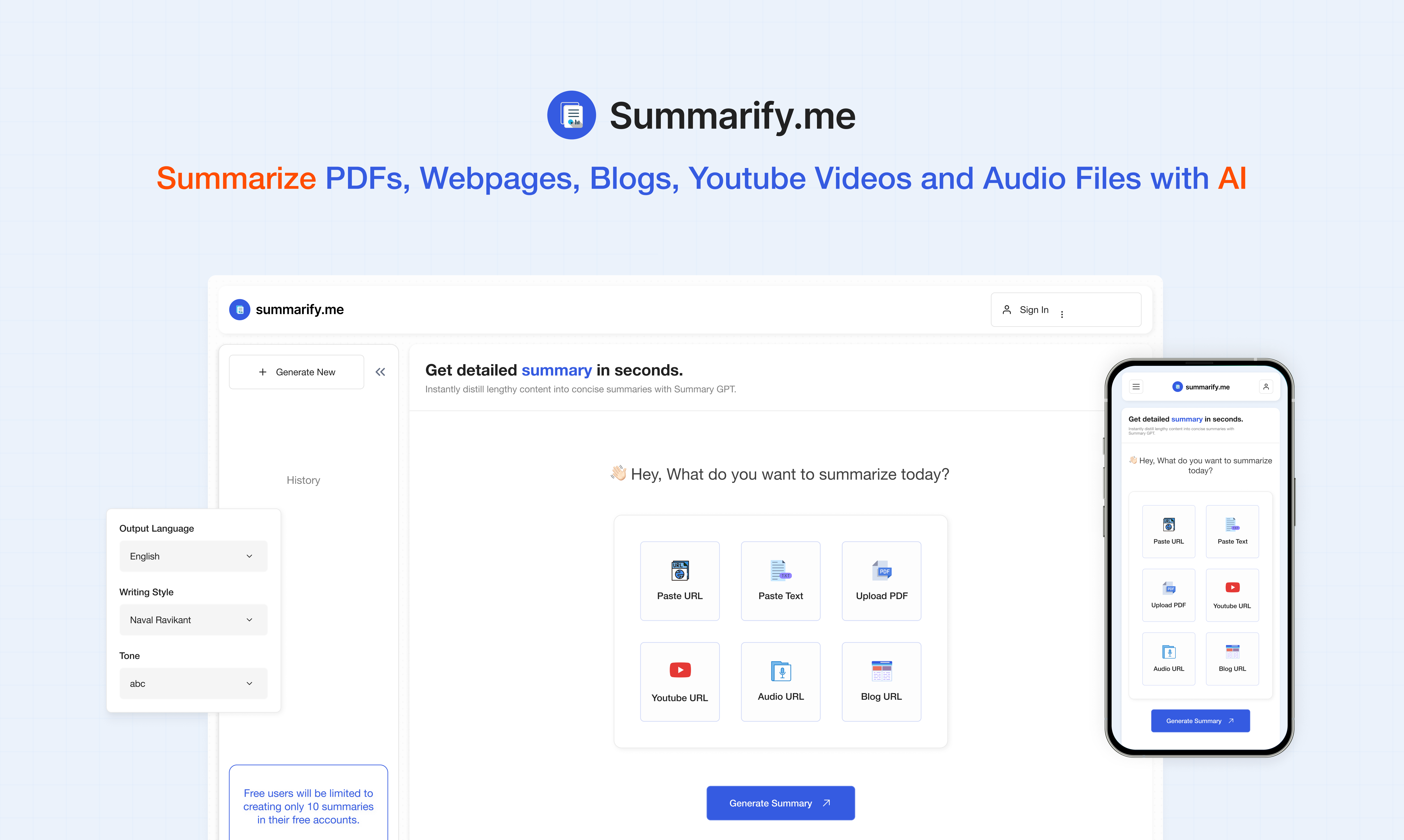 startuptile Summarify-Summarize PDFs webpages Youtube videos blogs & more