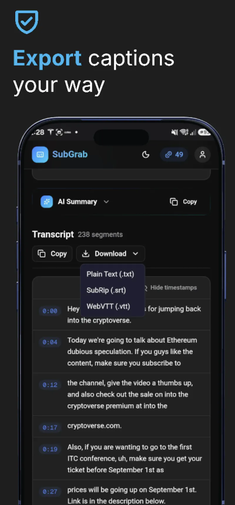 SubGrab screenshot 6