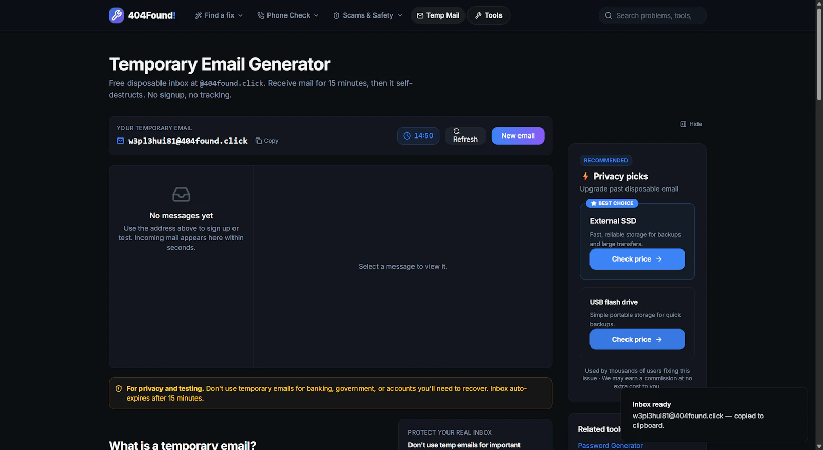 404Found Privacy Toolkit screenshot 2