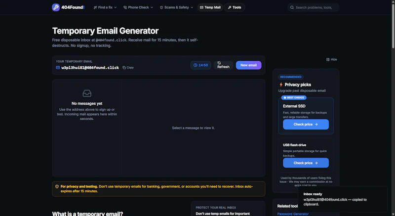 404Found Privacy Toolkit screenshot 2