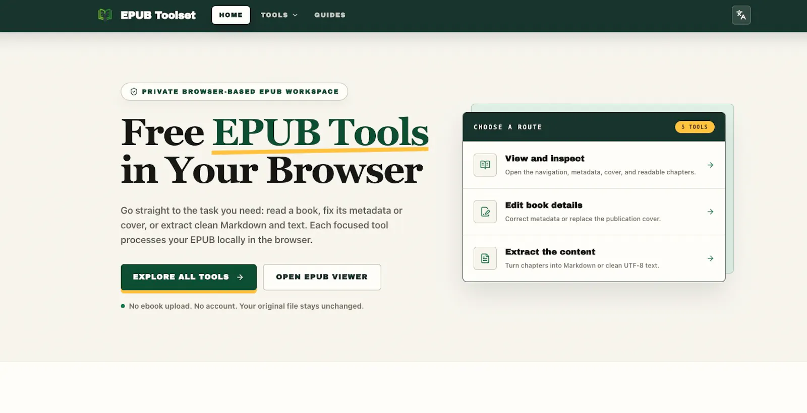 Free EPUB Tools Online screenshot 1