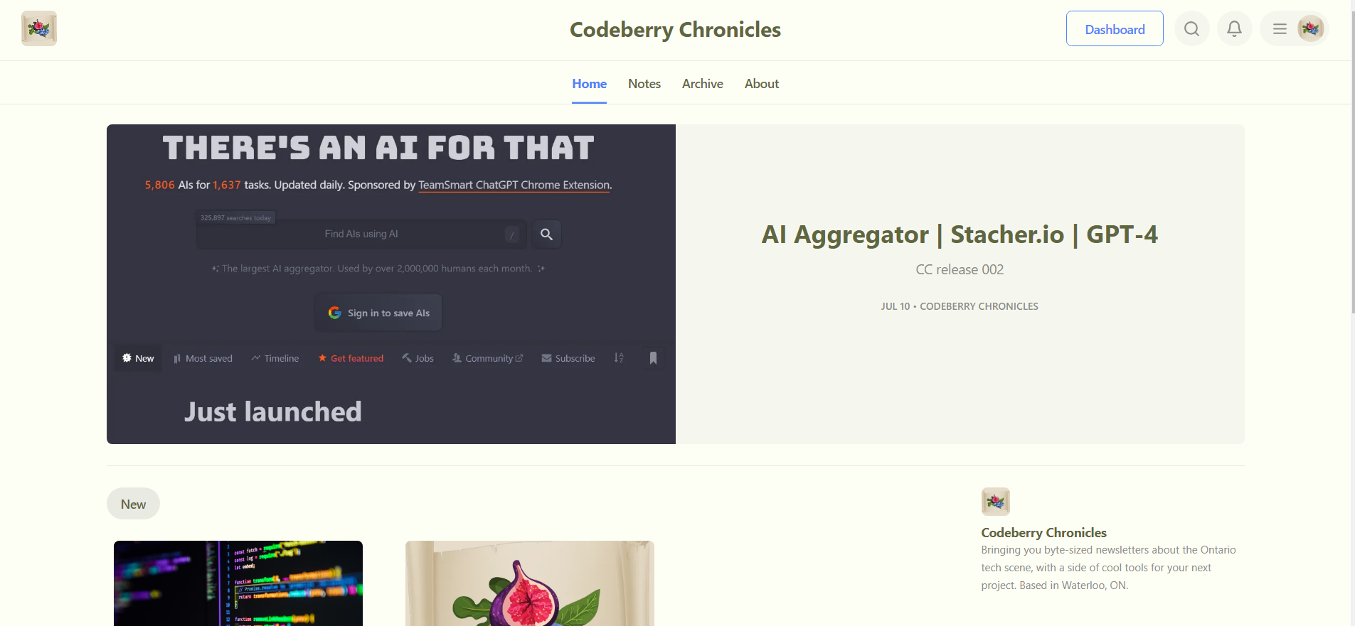 Codeberry Chronicles - บริการจดหมายข่าวที่ให้บริการเครื่องมือและข่าวสารทางการเงินเทคโนโลยี media 1