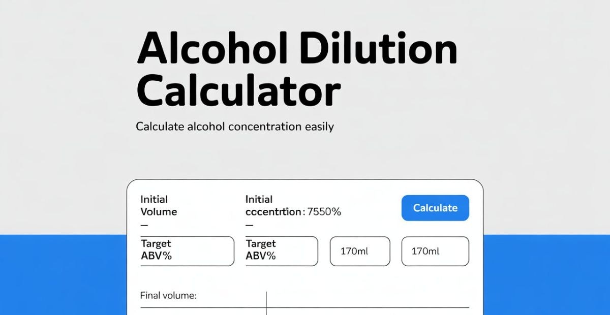 Alcohol Dilution Calculator - Main screenshot showing features and interface