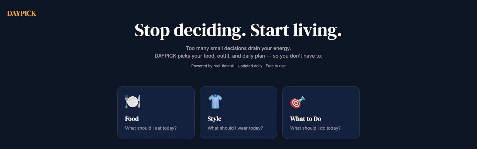 DAYPICK — Your day, already picked. screenshot 1