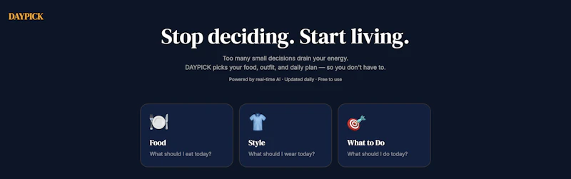 DAYPICK — Your day, already picked. screenshot 1