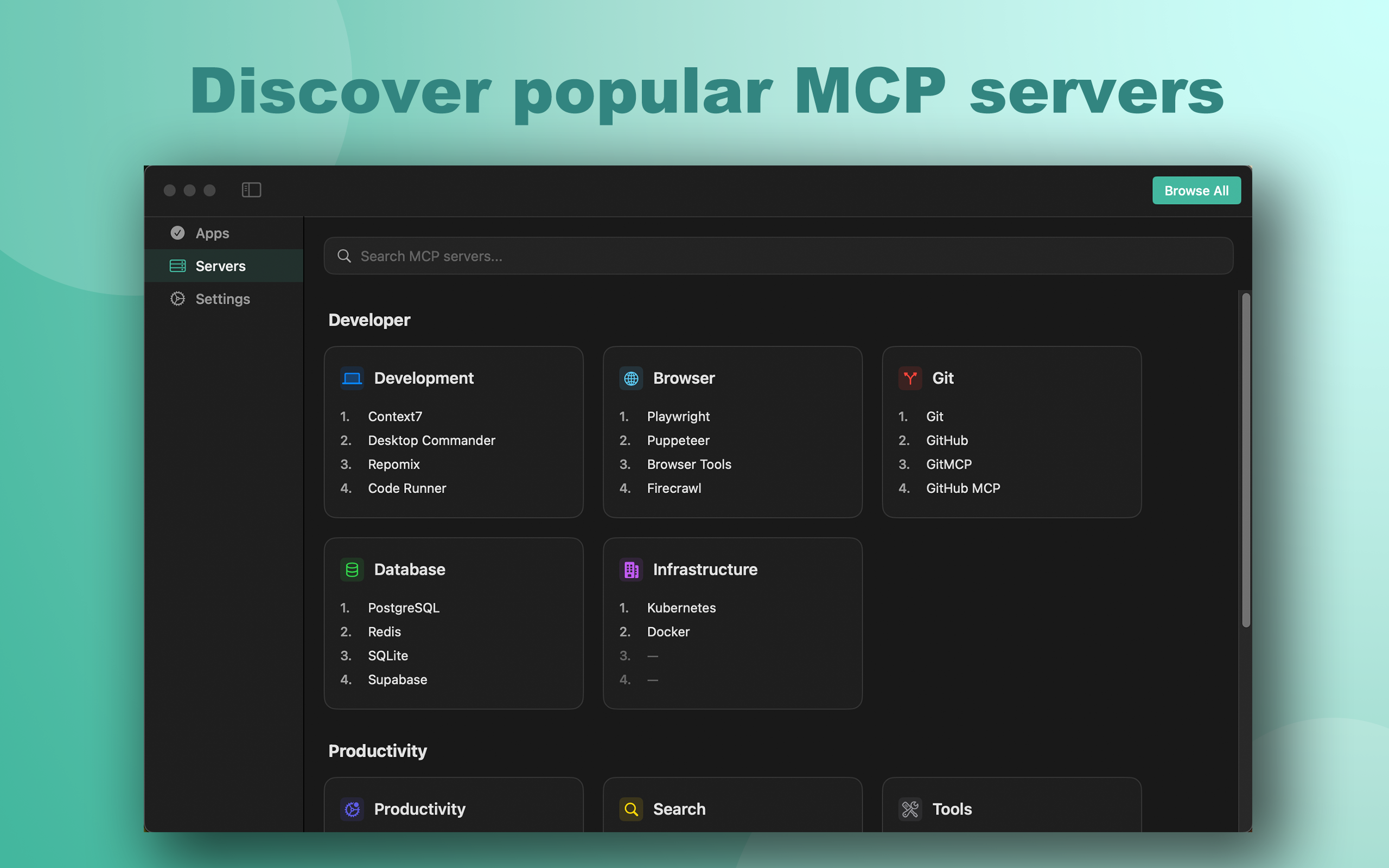 Media MCP một - Trình quản lý máy chủ MCP trên macOS 3