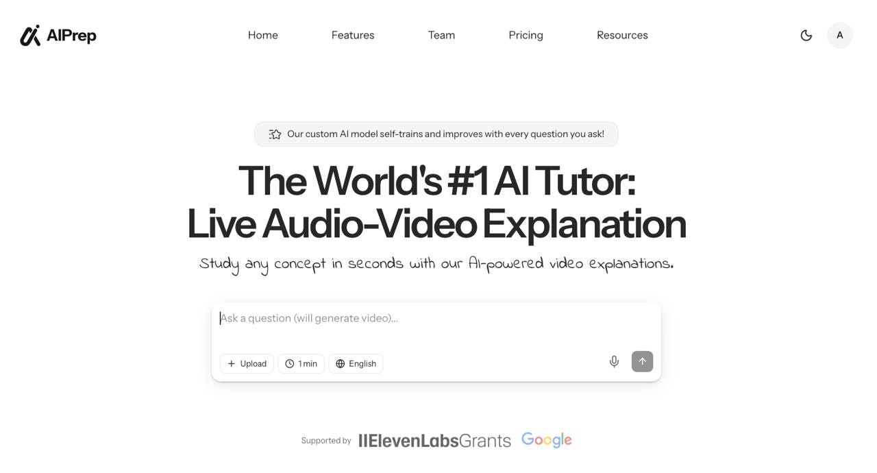 AIPREP: AI Video Tutor - Main product screenshot demonstrating key features and user interface