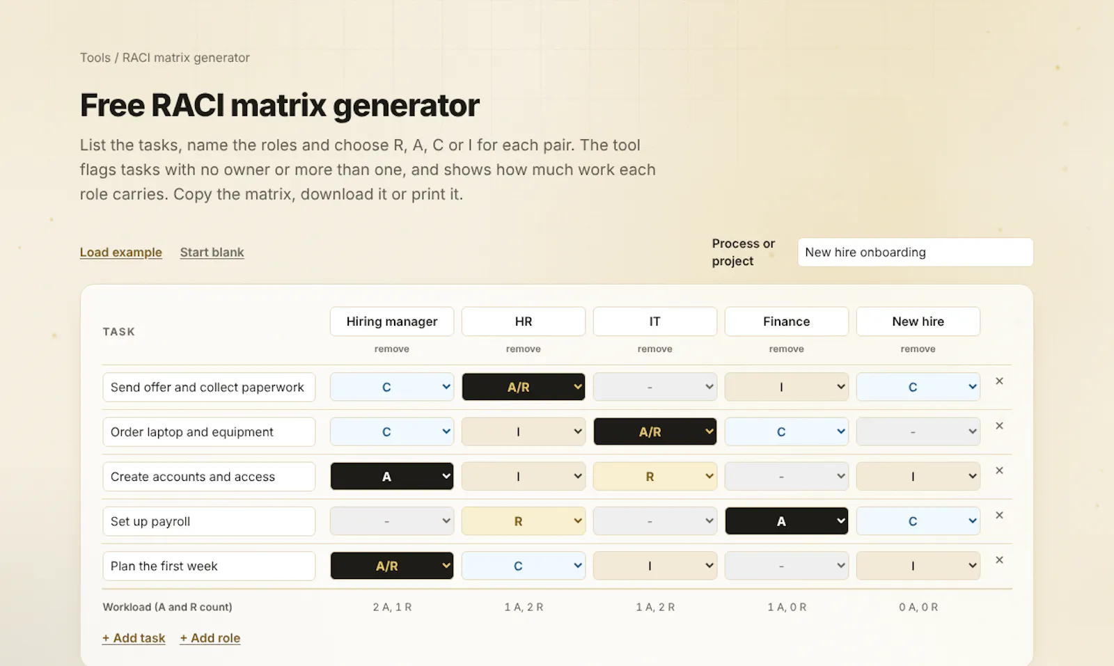 OpsGrit RACI Generator screenshot 1