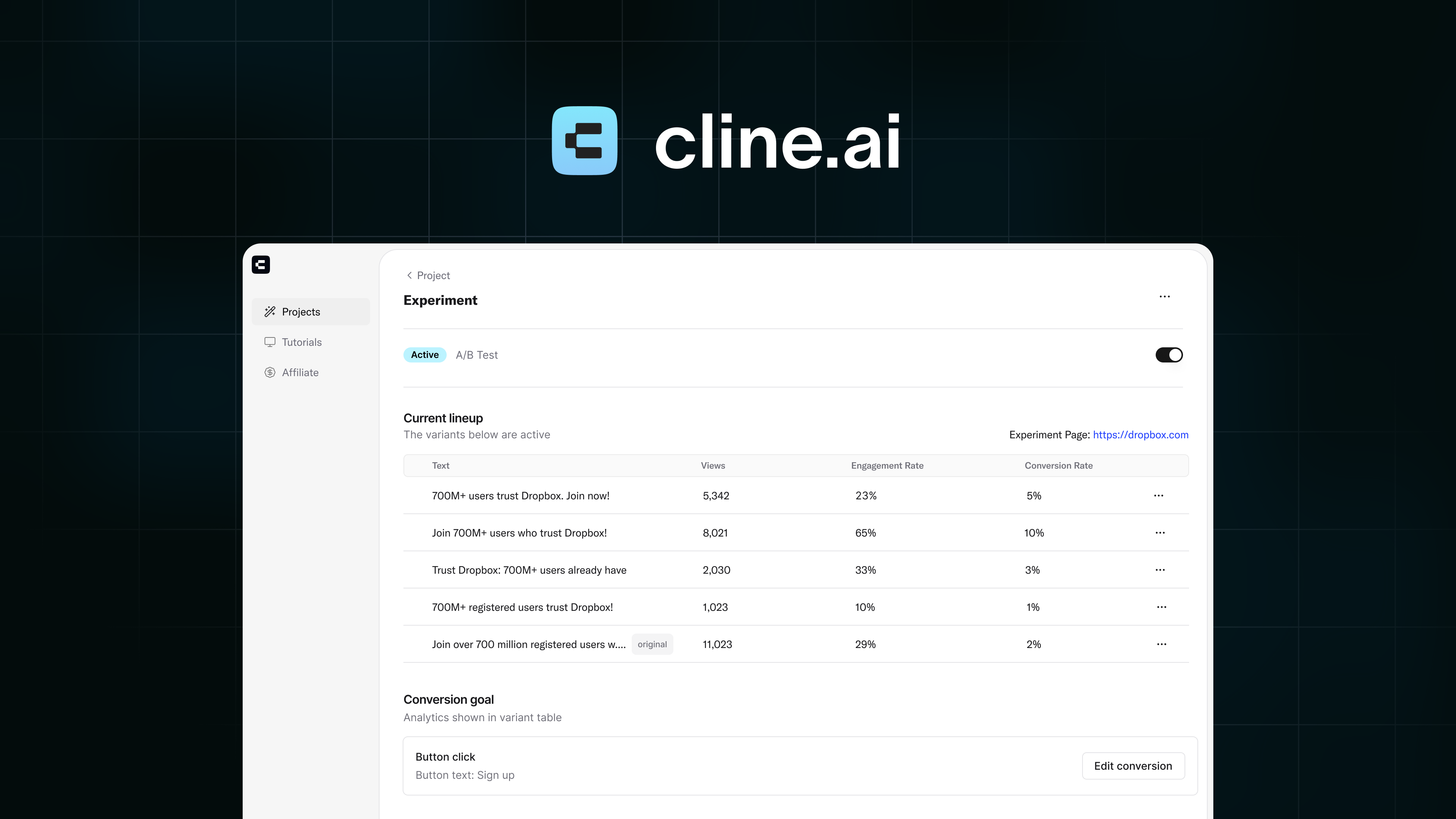 startuptile Cline-Lightweight A/B & split testing for web